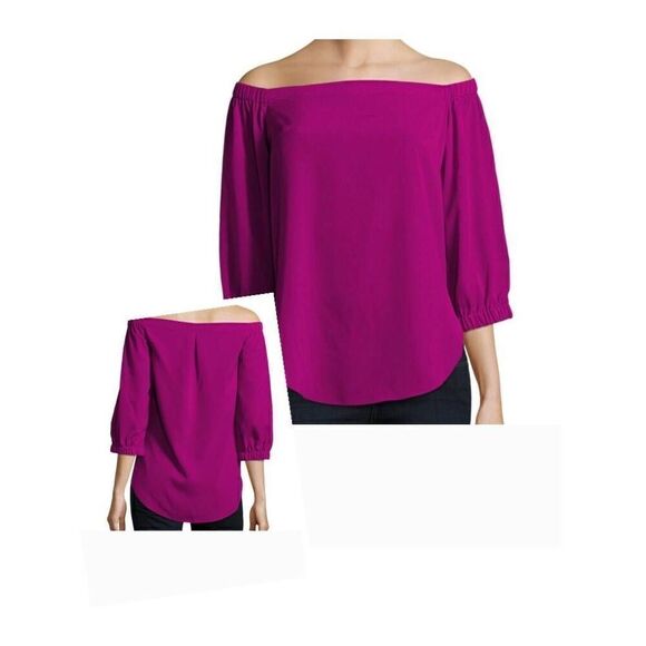 Amanda U. Dakota Pink Off Shoulder Hi/Low Blouse Size Small - Picture 2 of 8